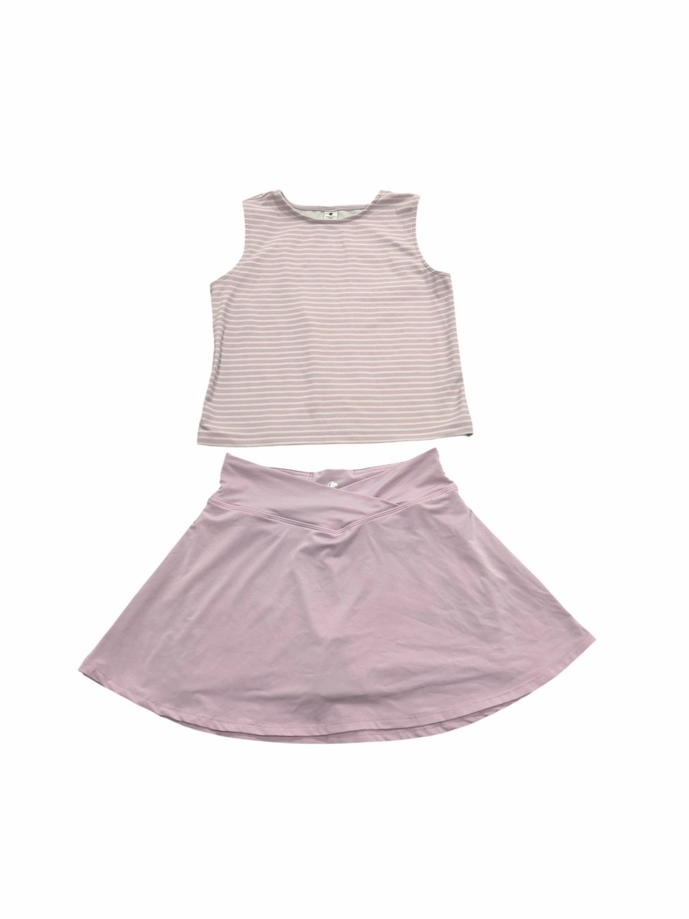Light Purple Striped Crop Tank & Skort Set